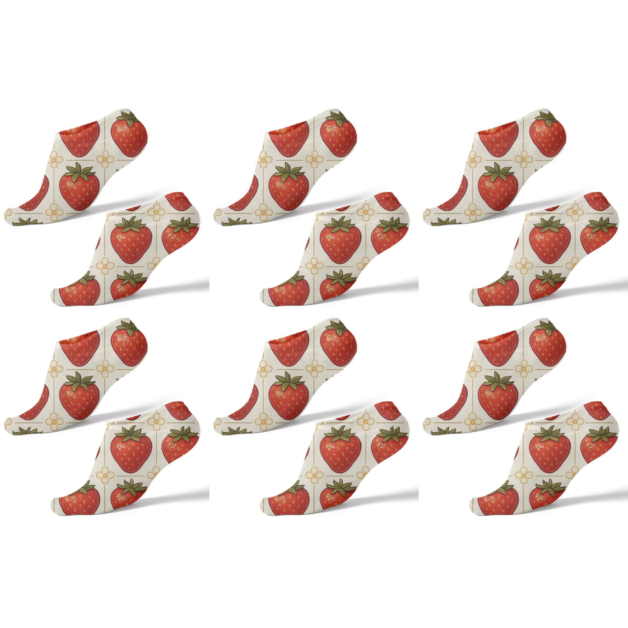 Strawberry Grid On White Background stylish athletic ankle socks