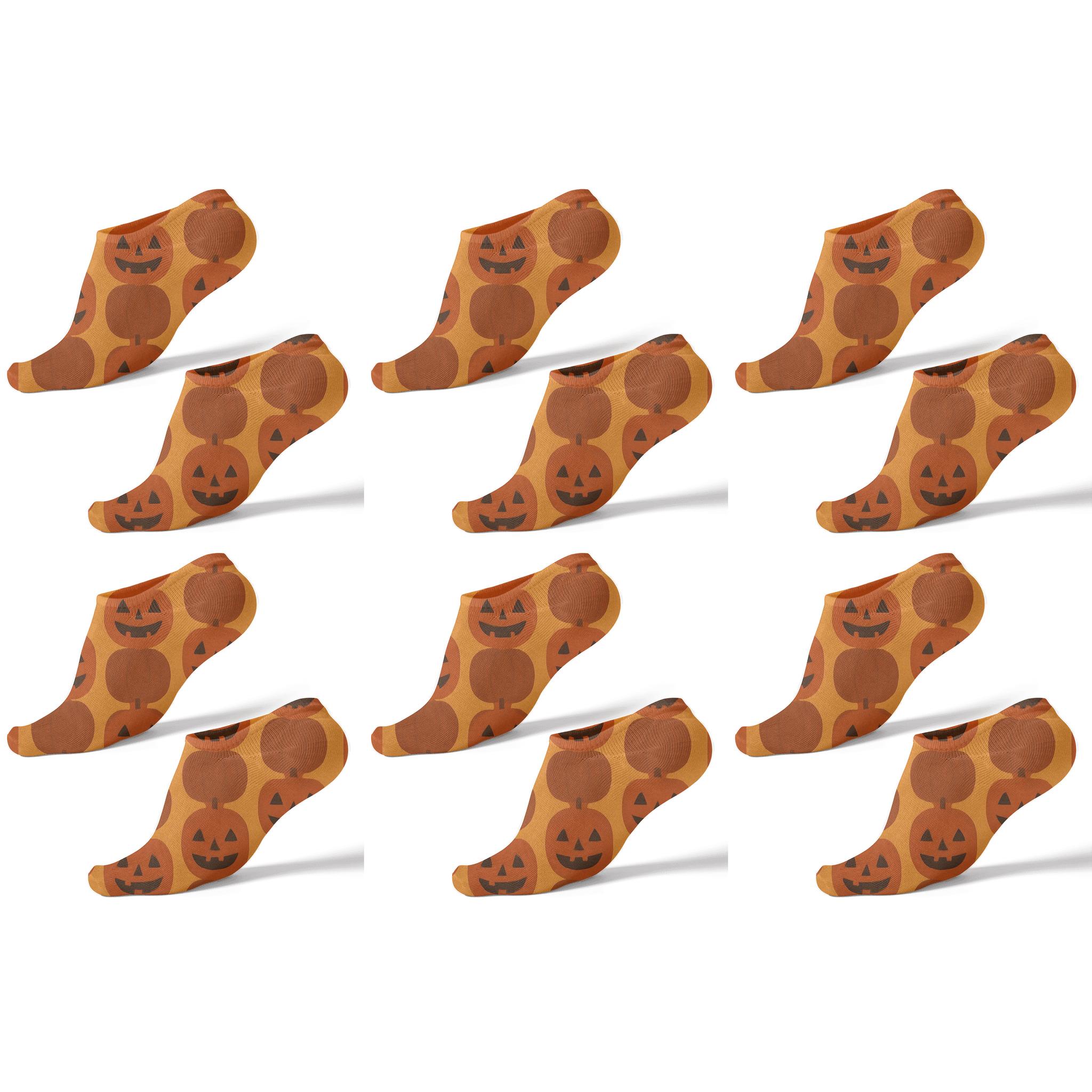 Pumpkin Stack Vertical Repeat On Orange Background premium sports ankle socks