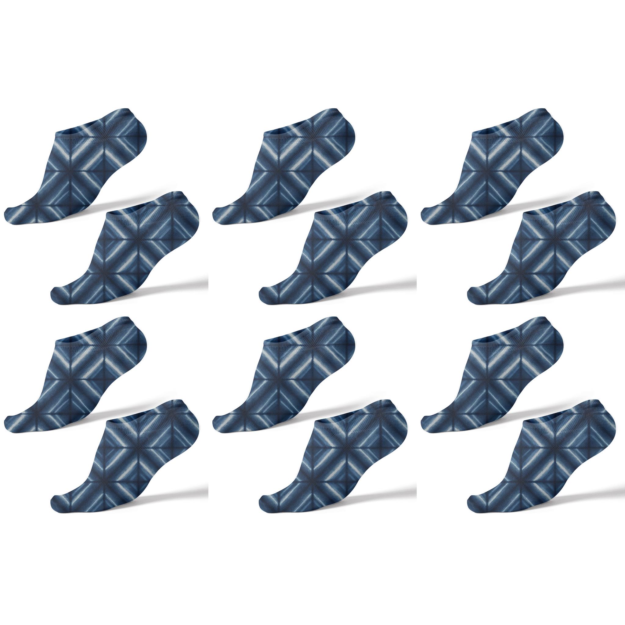 Shibori Diamond Array In Indigo And White premium sports ankle socks