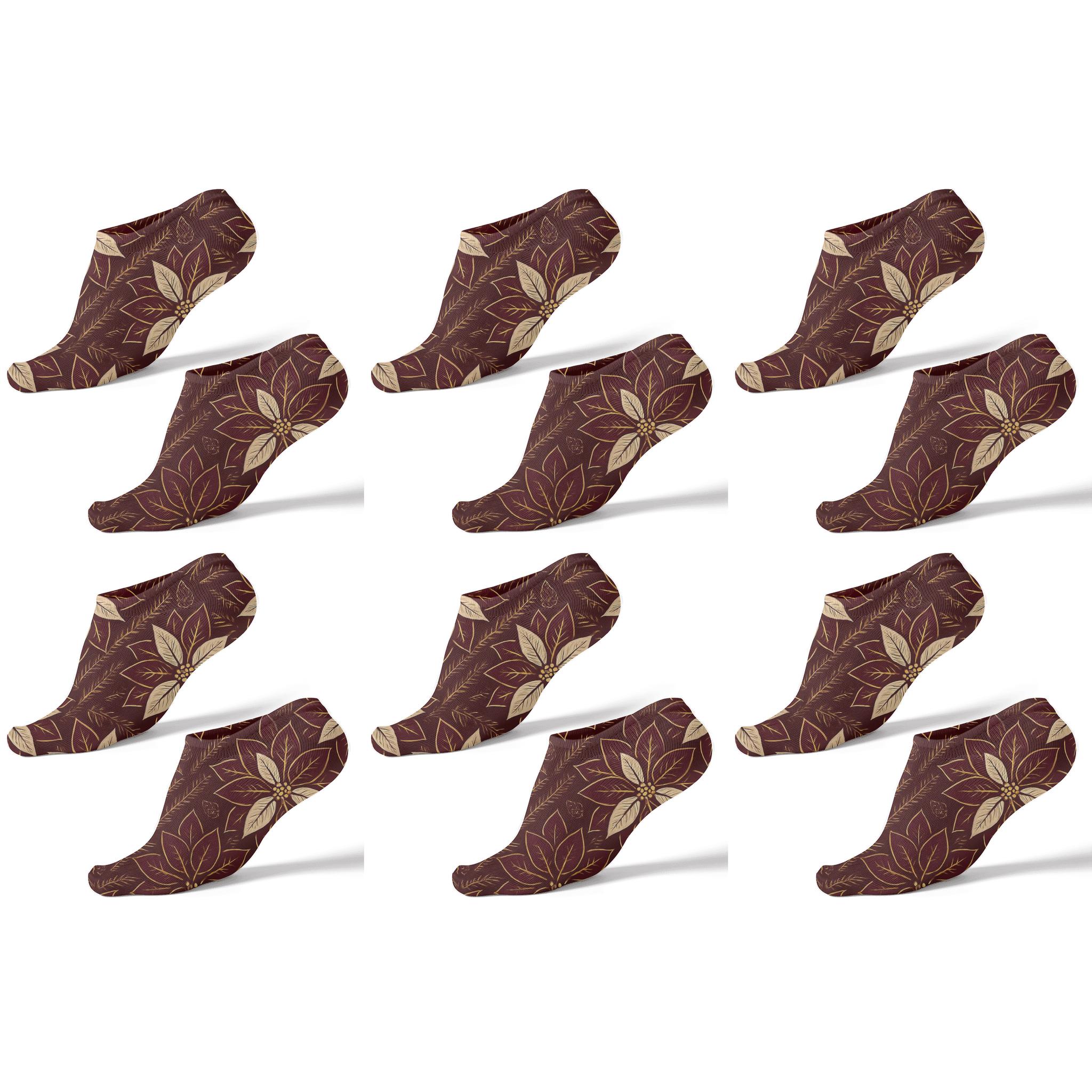 Star Bract Chevron On Burgundy Ground custom ankle socks