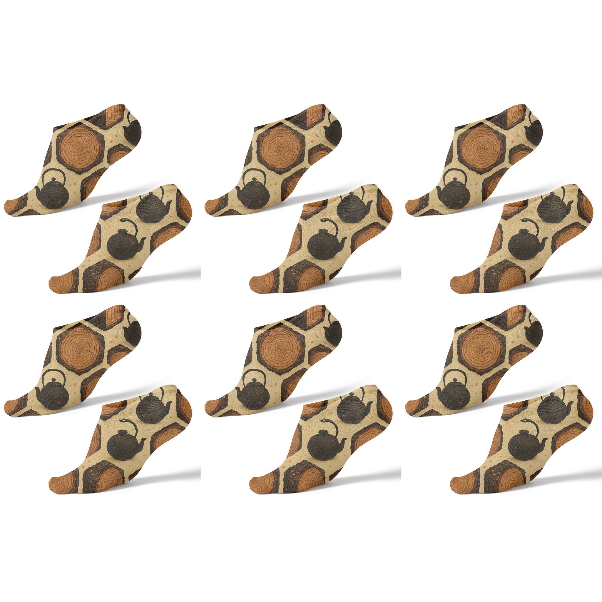 Heart Stacked Log Lattice trendy patterned ankle socks