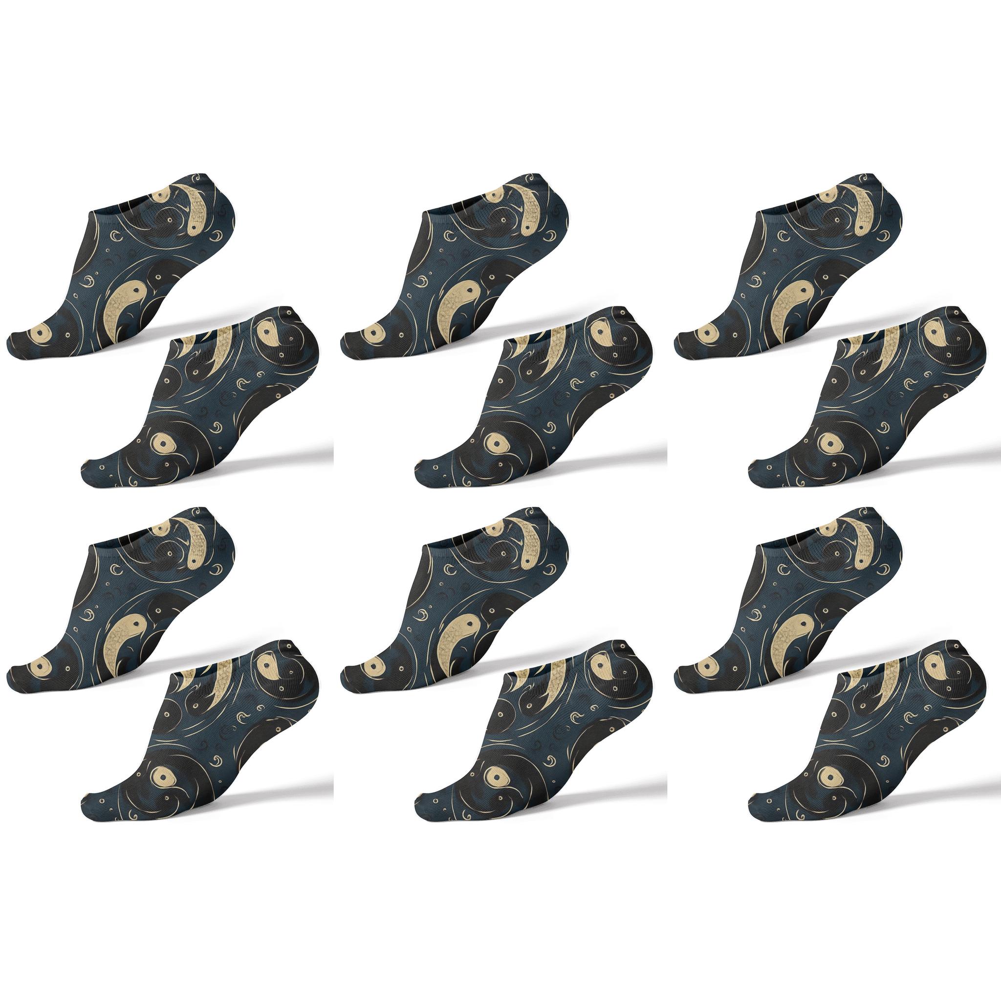 Dual Koi Circle Progression trendy patterned ankle socks