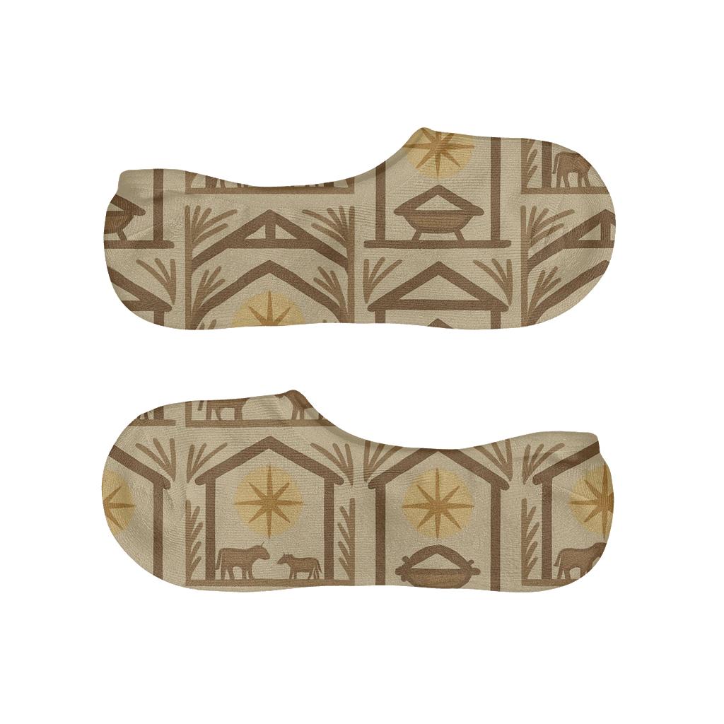 Manger Silhouette Tessellation Baby Jesus Edition soft cotton no-show socks