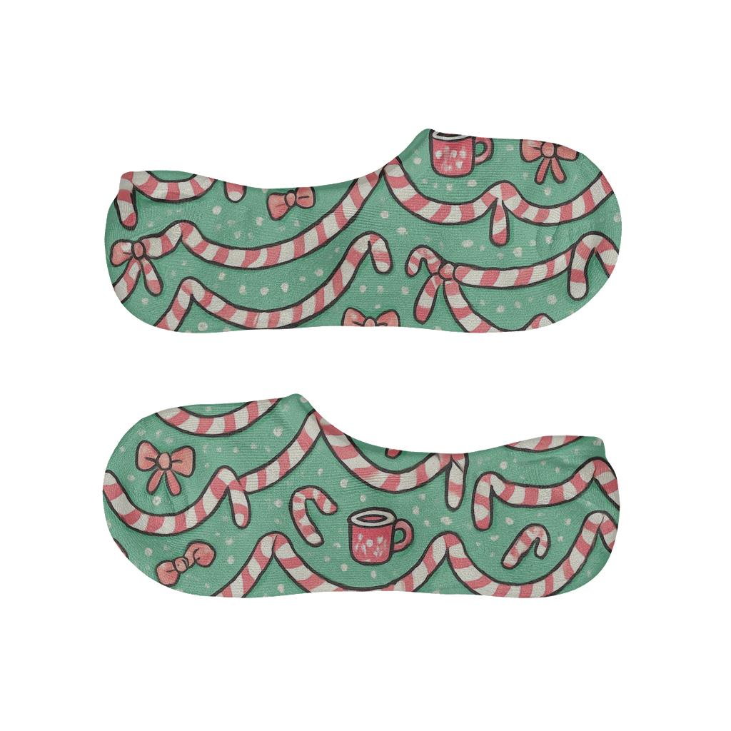 Mini Garland Candy Canes Charm breathable seamless no-show sockscustom no-show socks