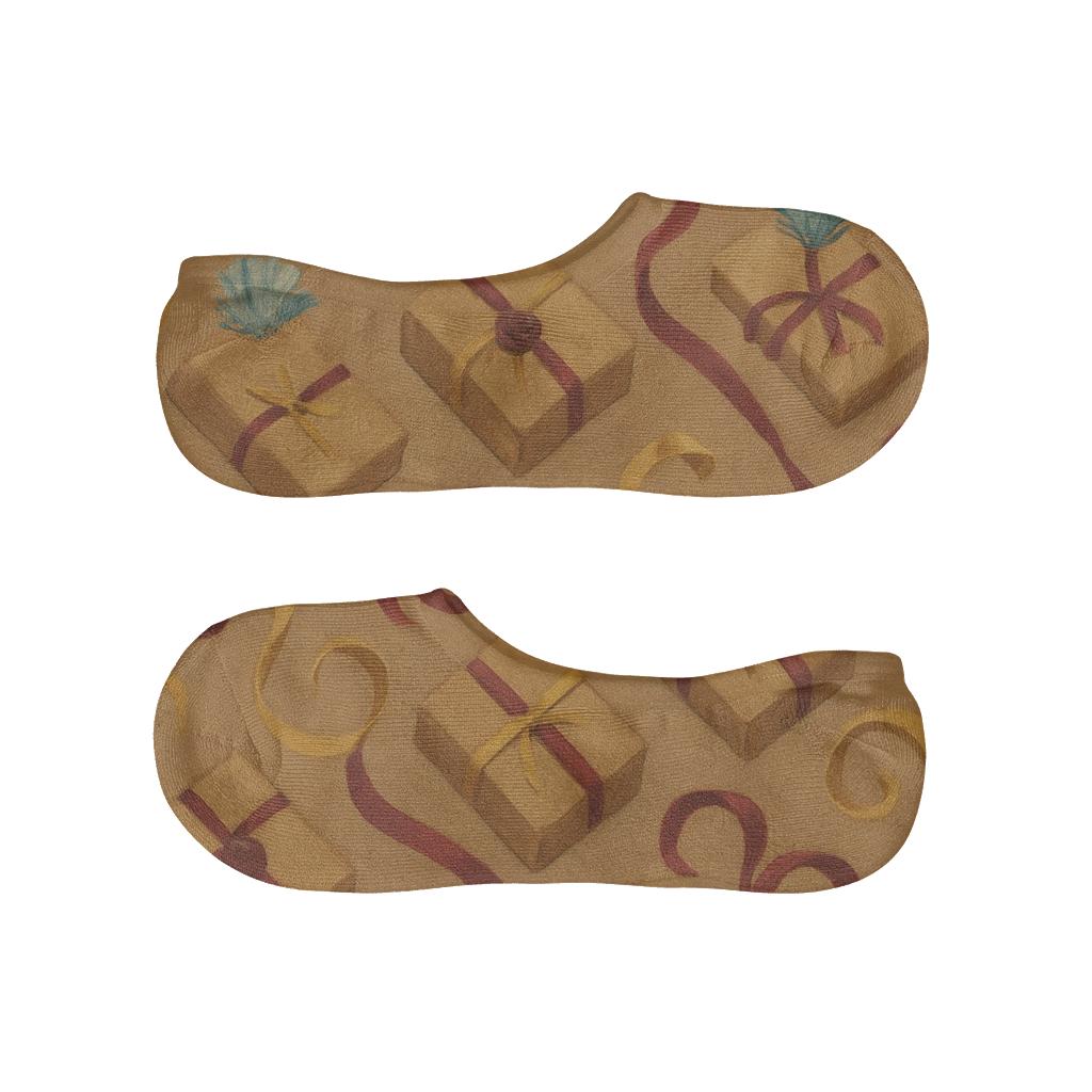 Kraft Ribbon Wave Presents Pattern breathable no-show socks
