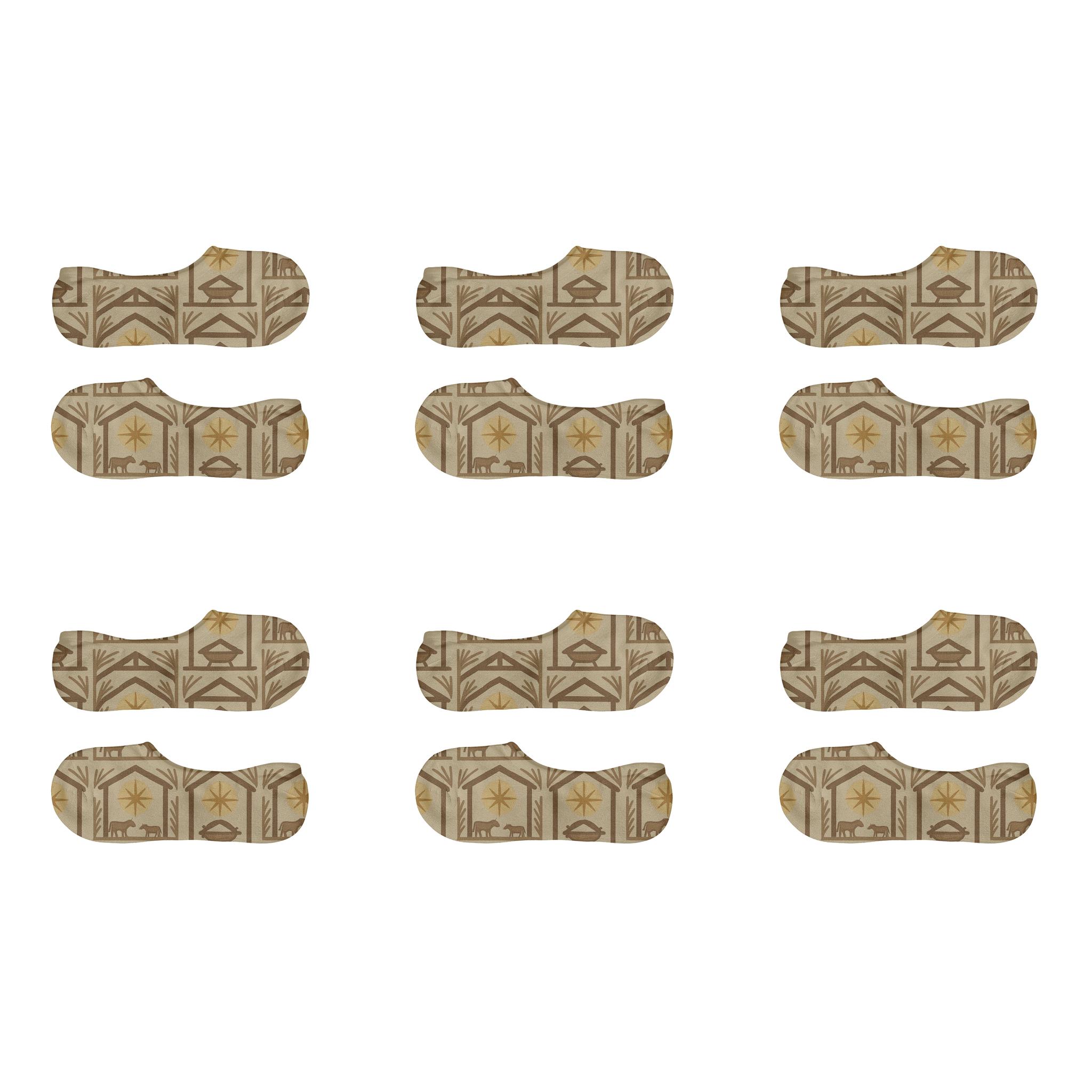 Manger Silhouette Tessellation Baby Jesus Edition low cut no-show socks