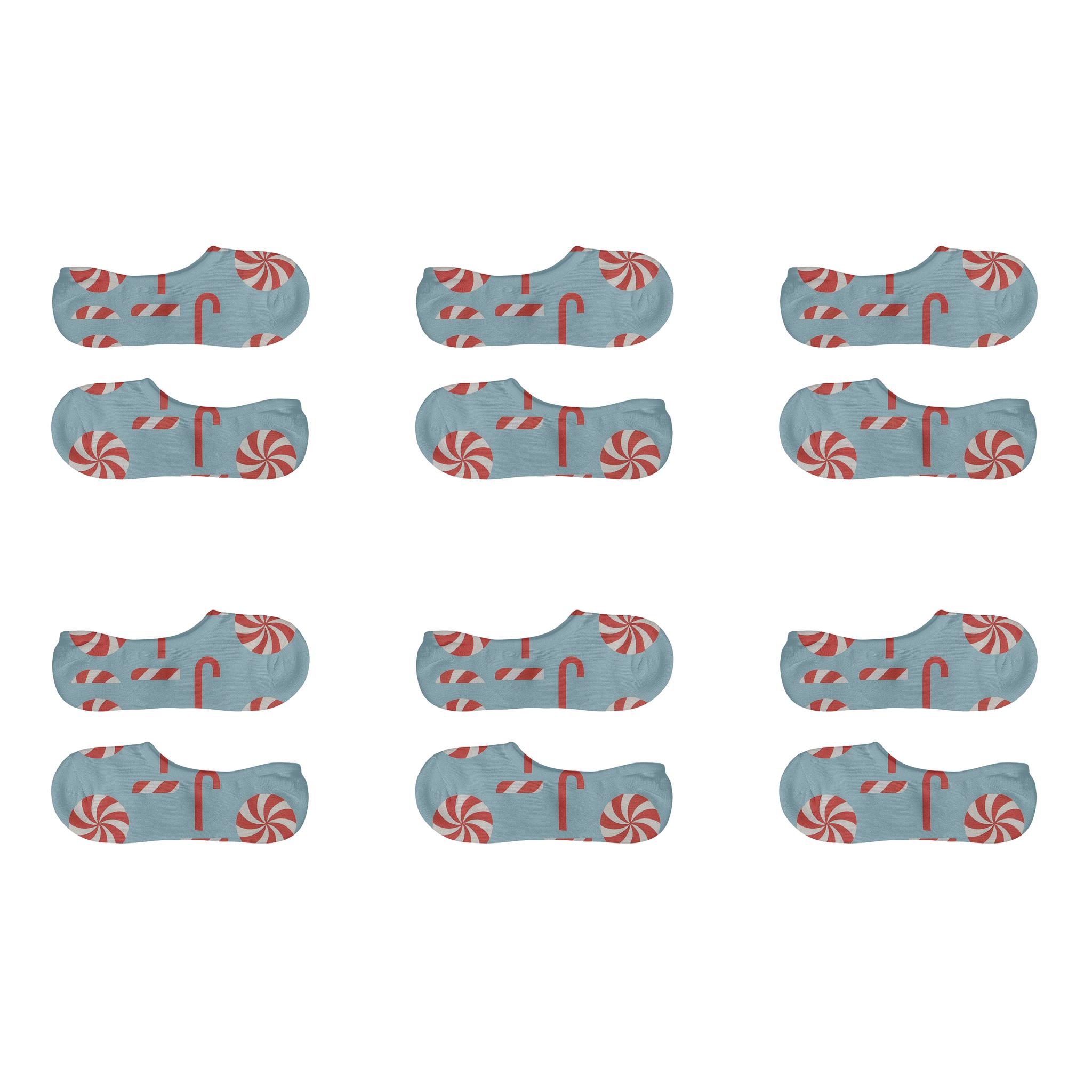 Peppermint Swirl With Candy Canes comfortable invisible socks