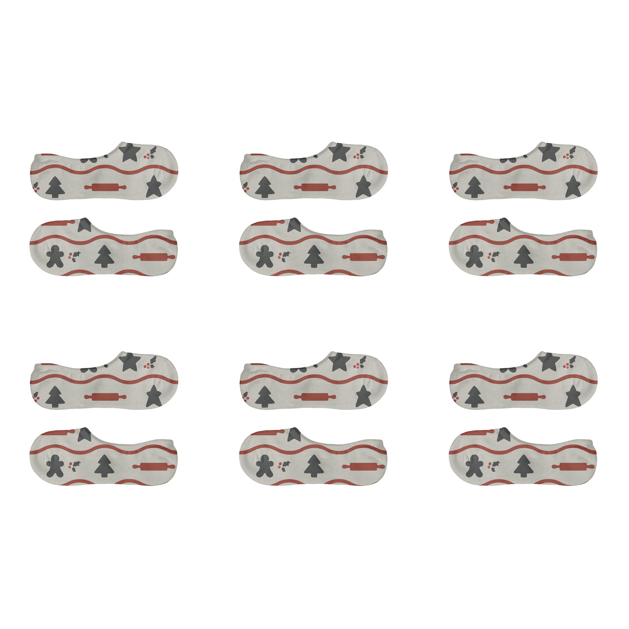 Rolling Pin Wave In Mrs Claus Edition trendy no-show sock styles