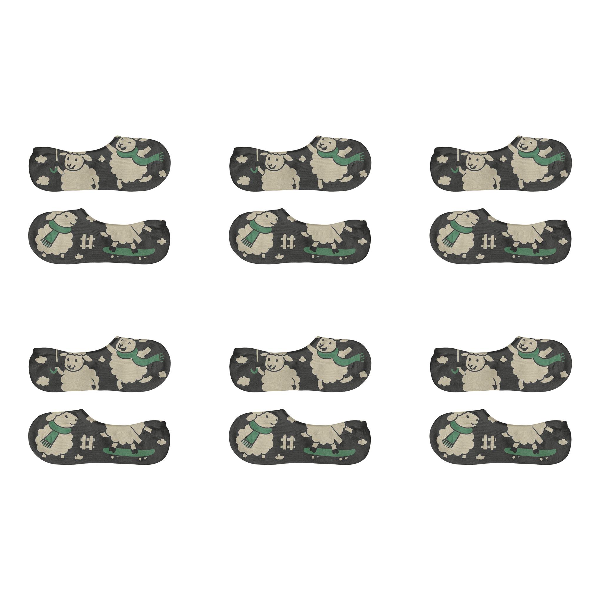 Playful Sheep Scattered Pattern designer print no-show socks