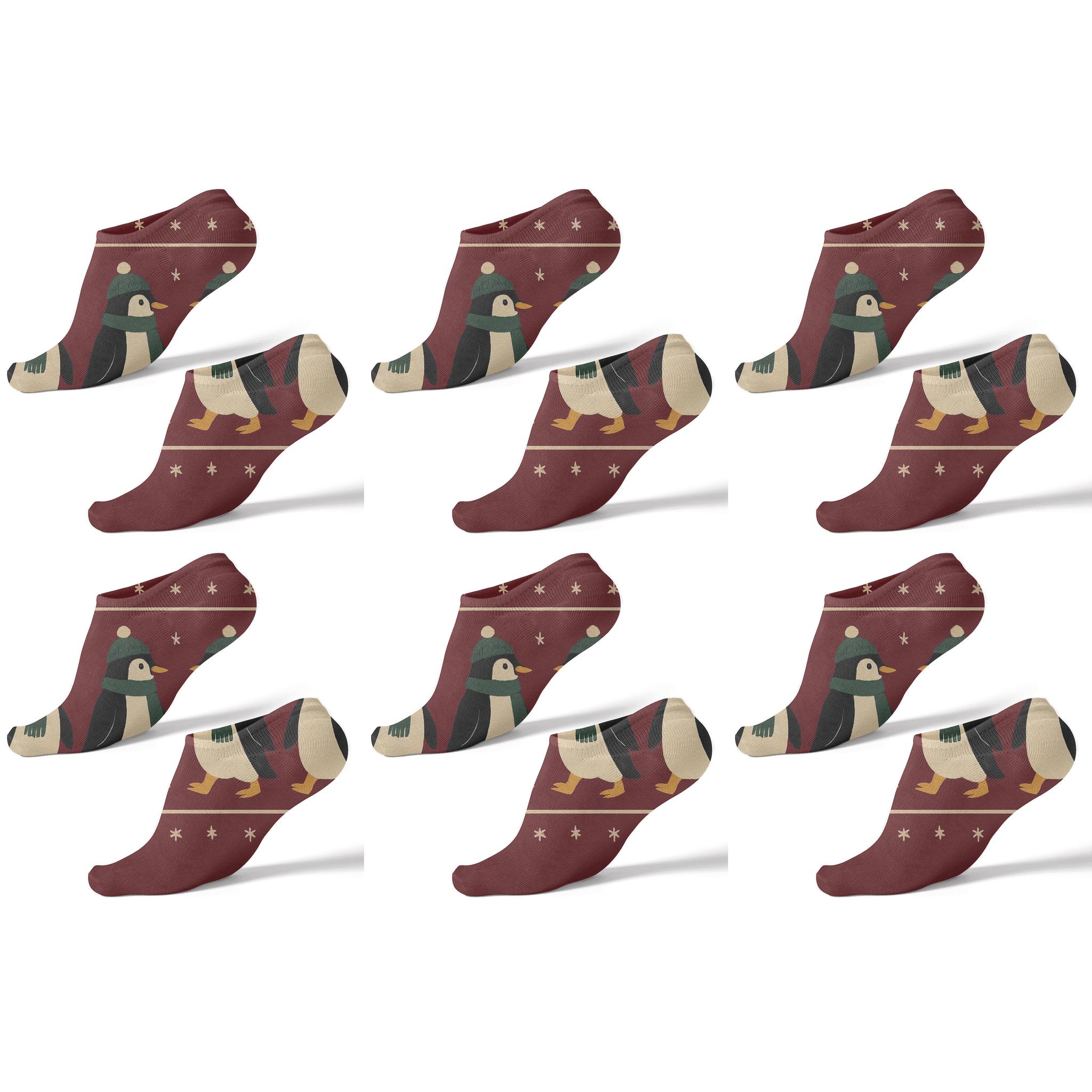 Penguin Parade Border Repeat personalized ankle socks