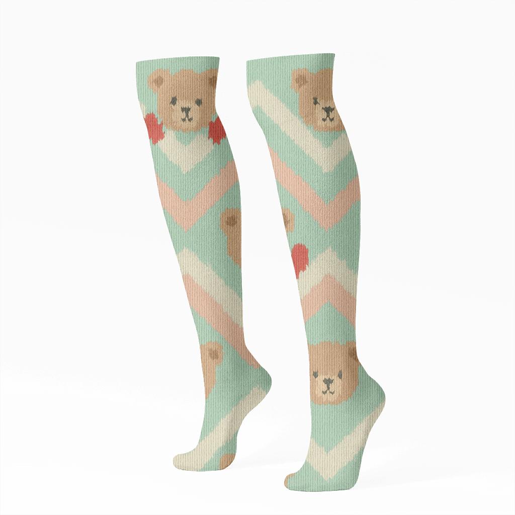 Teddy Bear Stocking Chevron custom knee-high socks