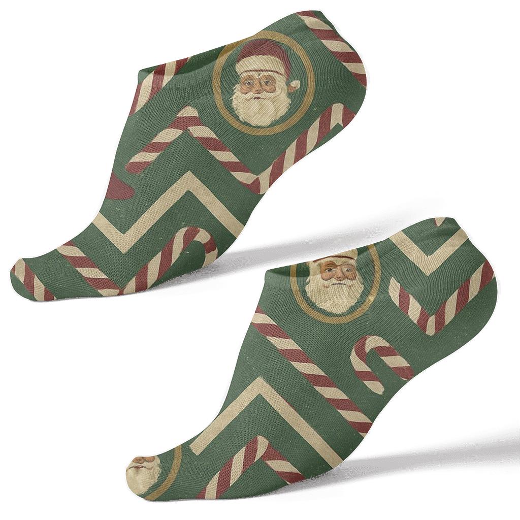 Santa Boots Chevron With Santa Claus stylish athletic ankle socks