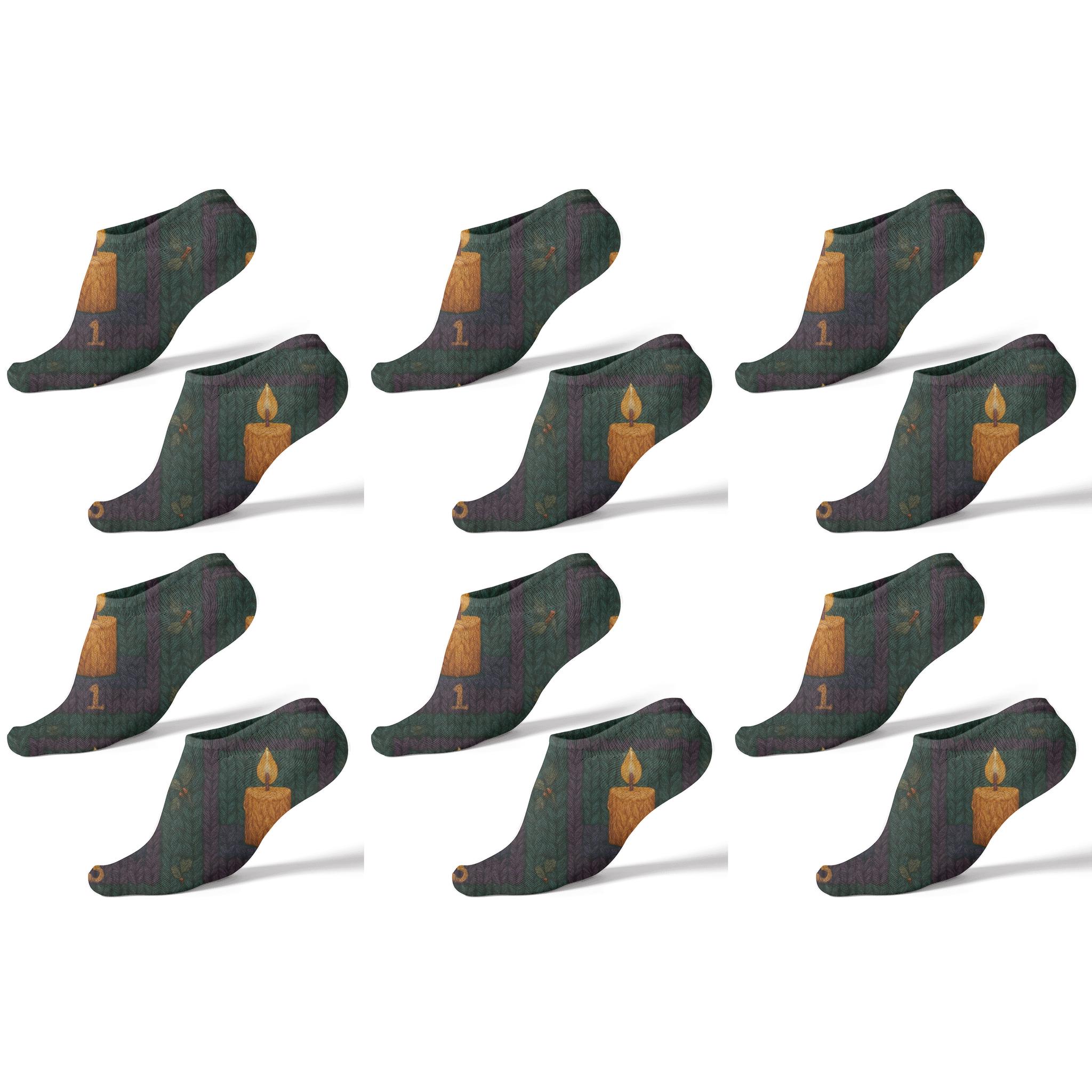 Advent candles Quartet on Deep Evergreen Ankle Length Socks (Pack of 6)