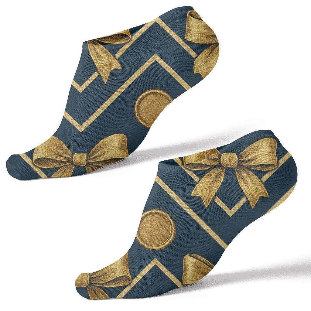 Gold Seal Bow Chevron Presents-Edition custom ankle socks