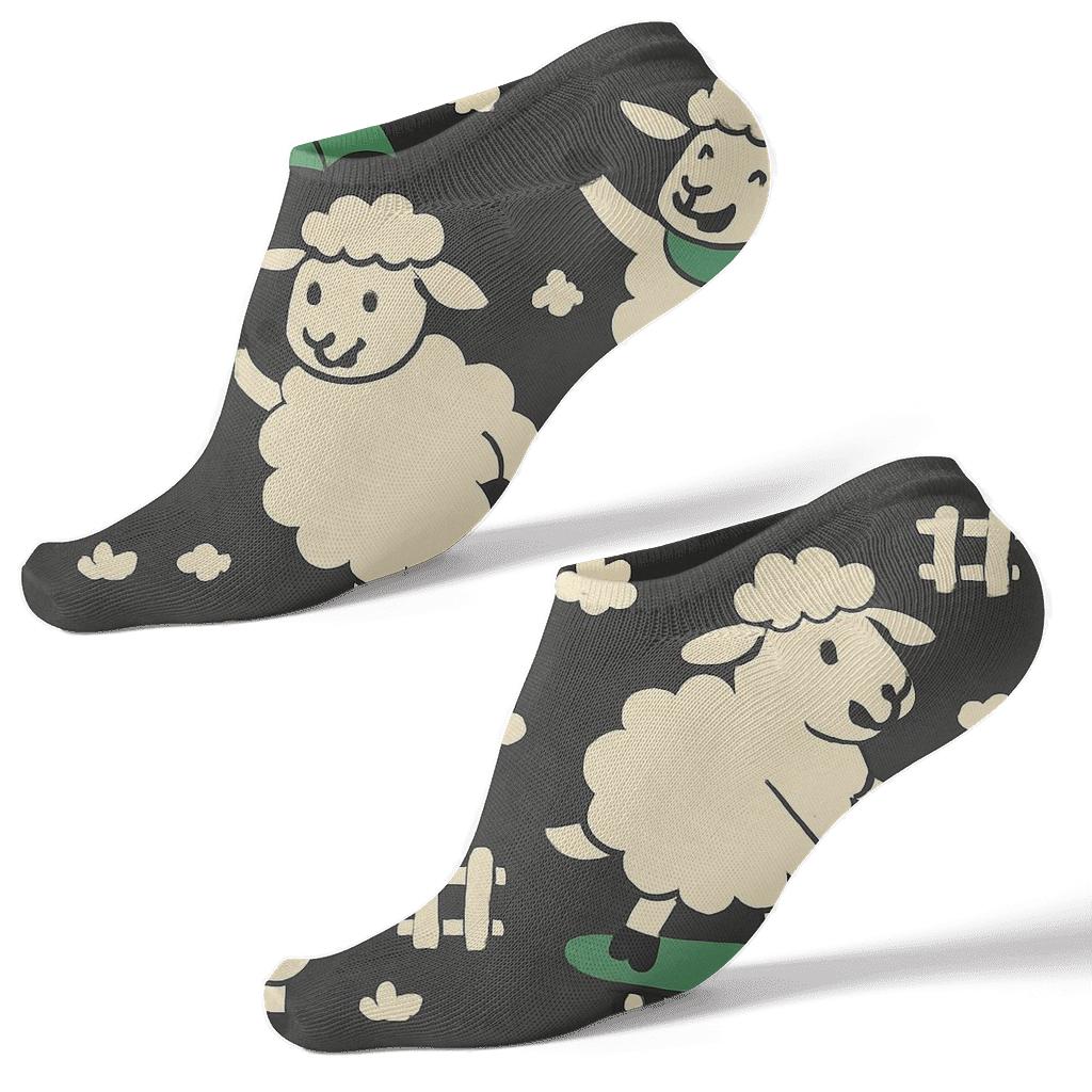 Playful Sheep Scattered Pattern unique graphic ankle socks