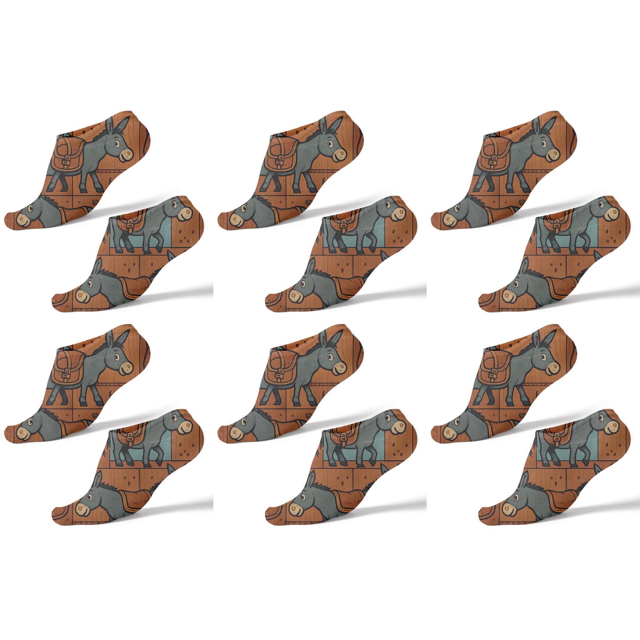 Patchwork Donkey With Saddlebags personalized ankle socks