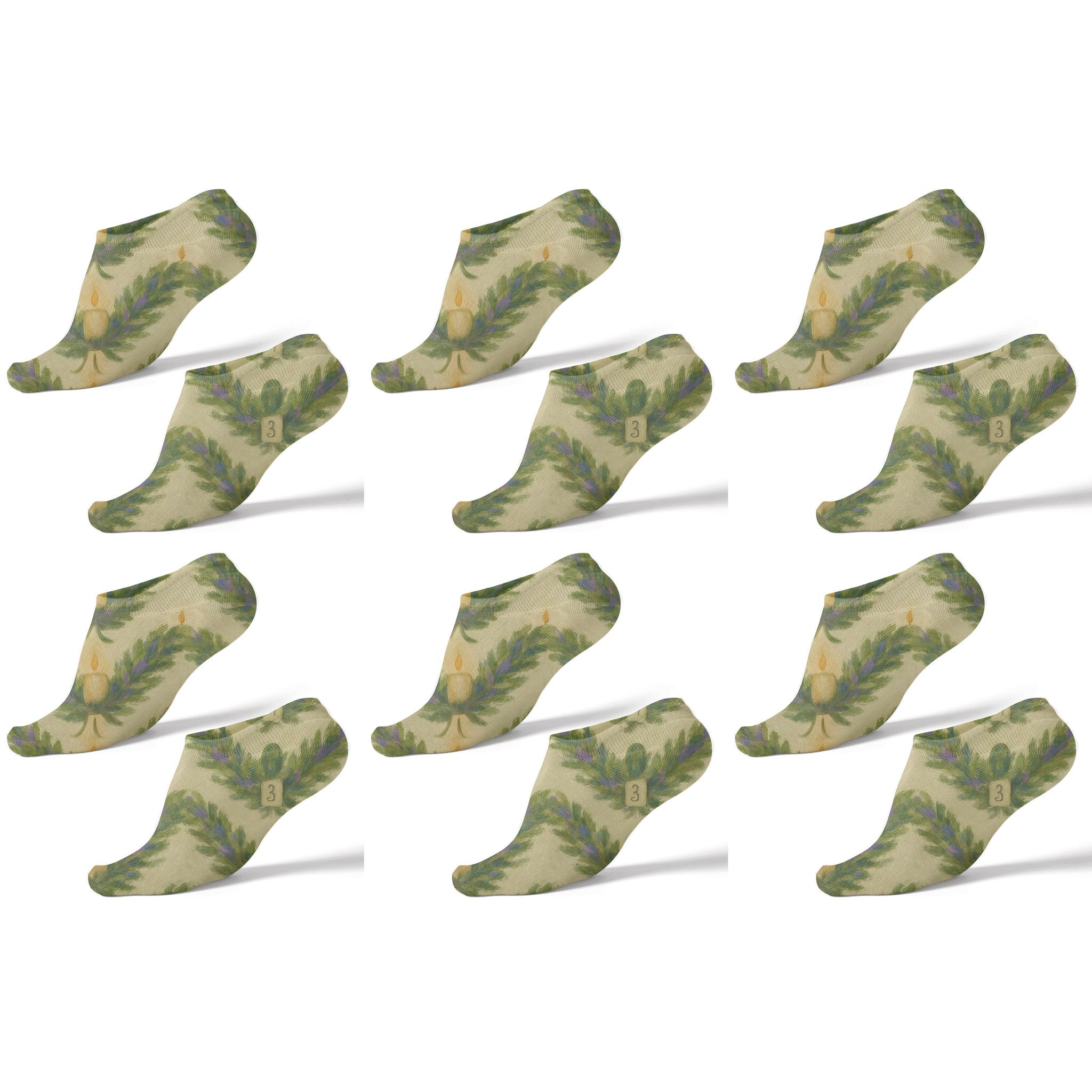 Evergreen Sprig Chevron With Advent Candles personalized ankle socks