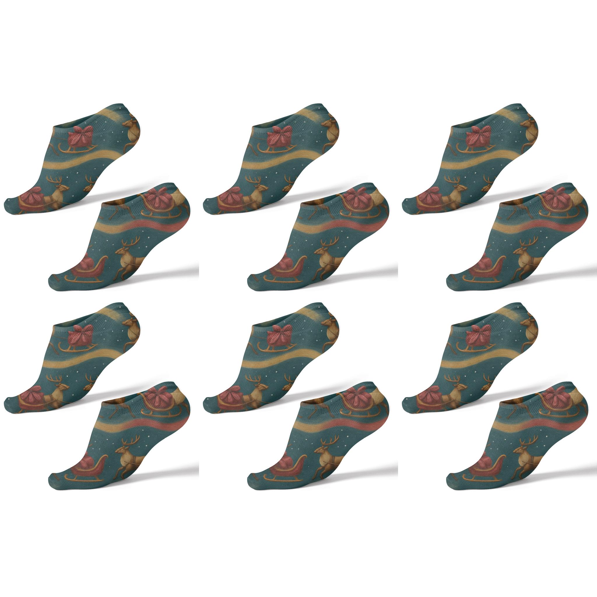 Sleigh Ride Wave Pattern With Rudolph stylish athletic ankle socks