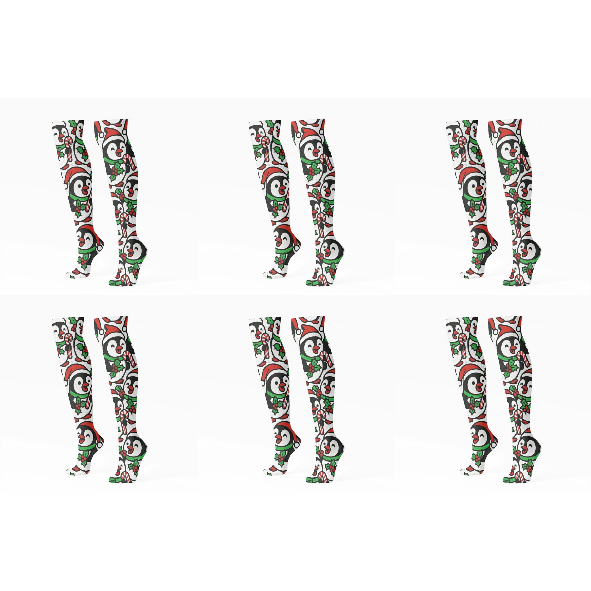 Carolers In Candy Stripe Tessellation unique graphic knee-high socks