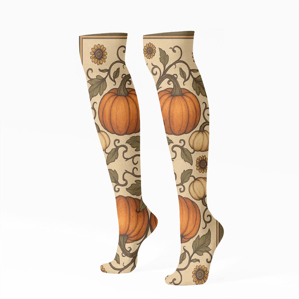 Sunlit Pumpkin Patch Mirror premium sports knee-high socks