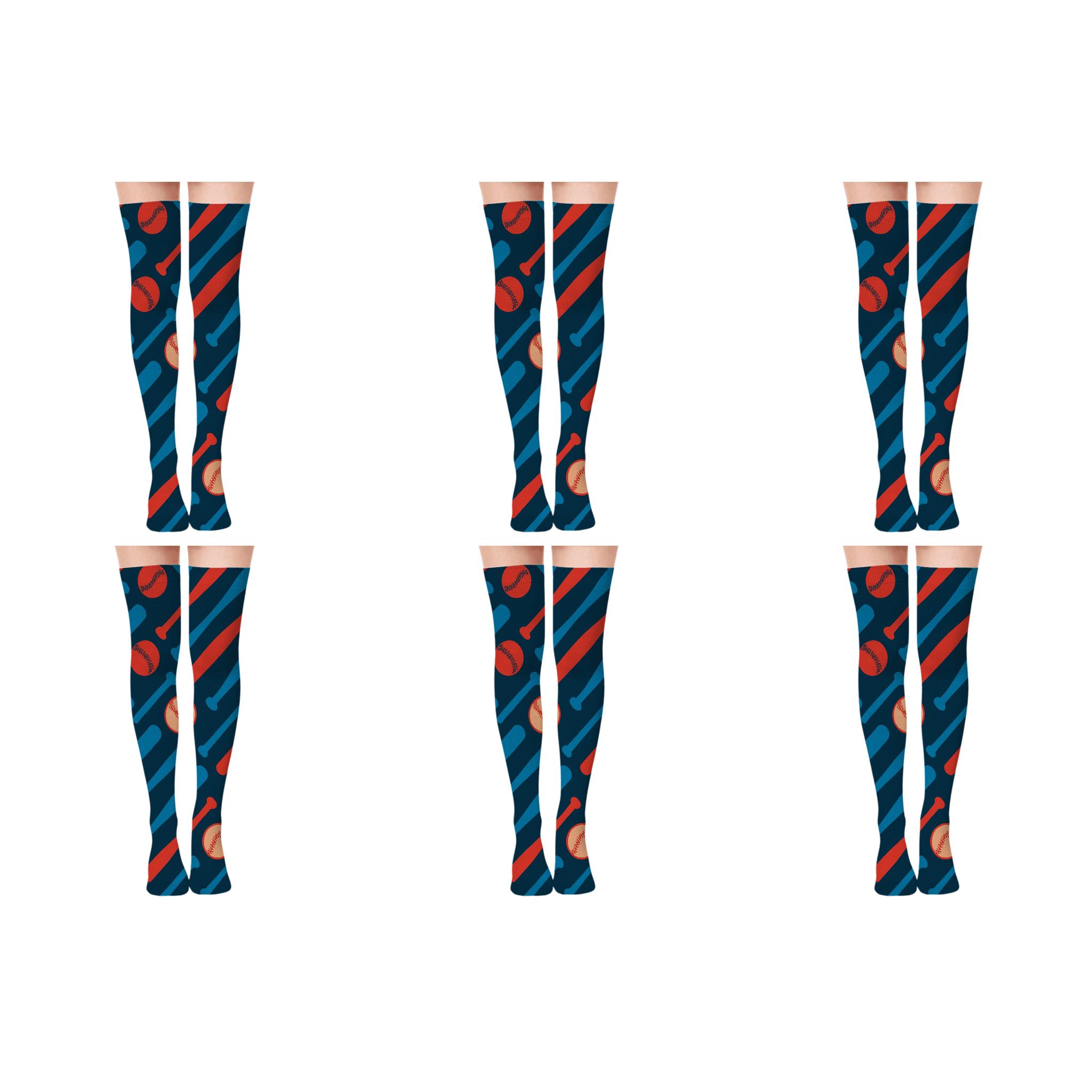 Diagonal Bat Scatter In Blue Jays Style soft everyday over-the-knee socks