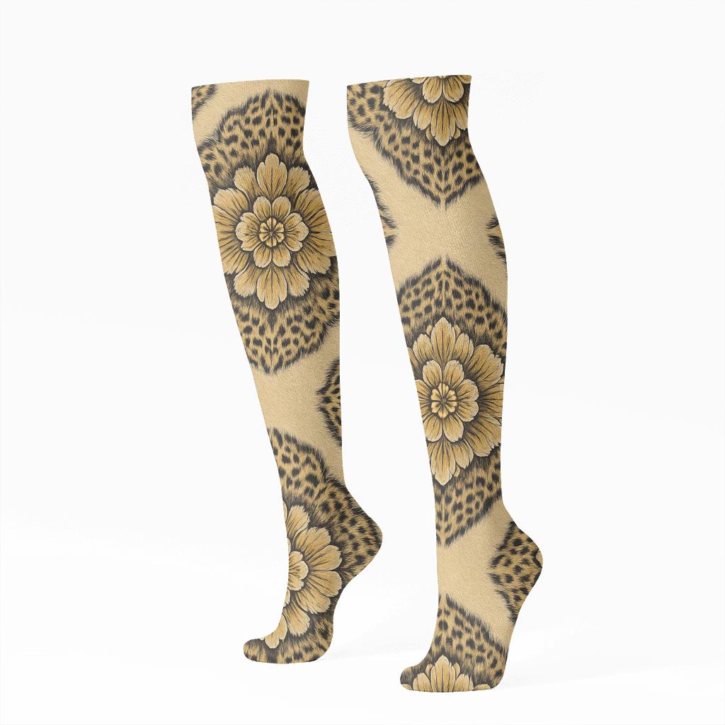 Oversized Medallion Spots On Neutral Ground personalized knee-high socks
