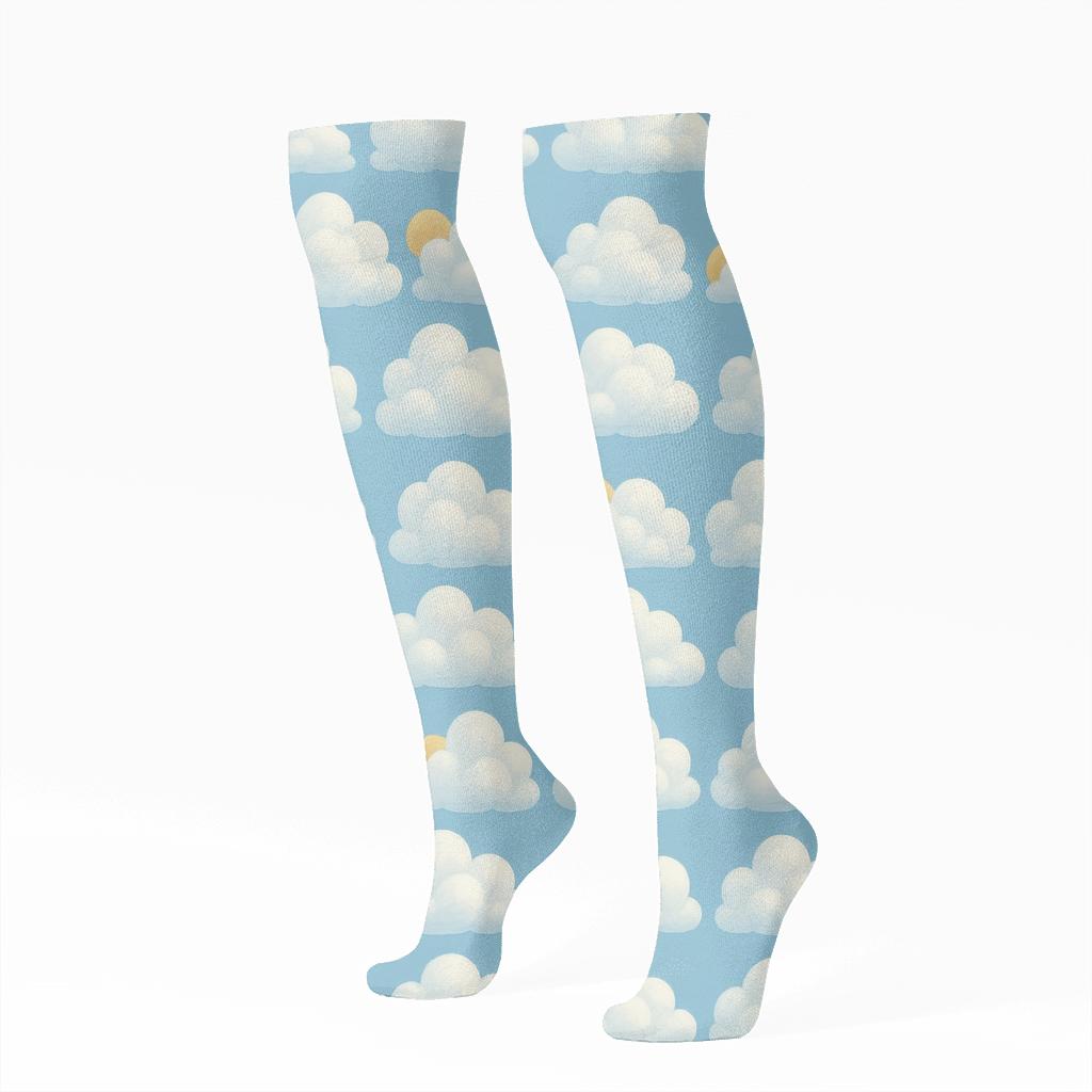 Cumulus Grid Midday Repeat soft everyday knee-high socks