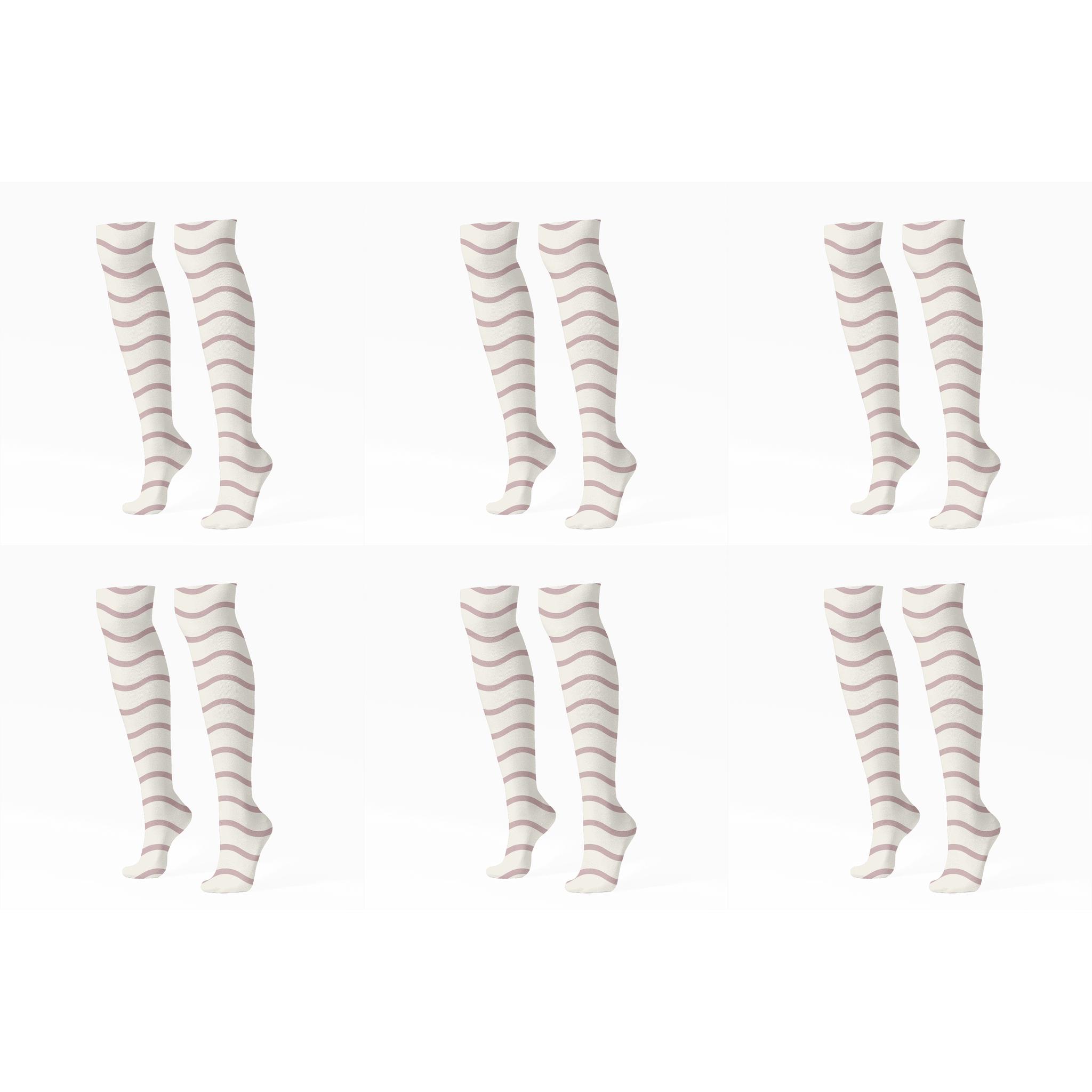 Quiet Wave Repeat stylish athletic knee-high socks