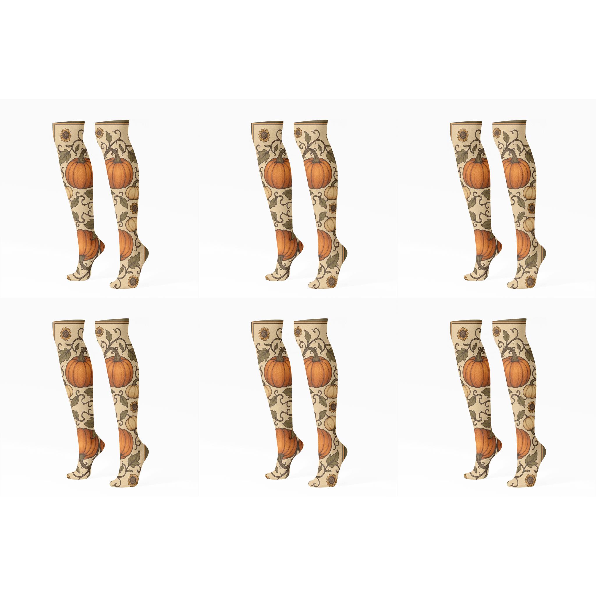 Sunlit Pumpkin Patch Mirror custom knee-high socks