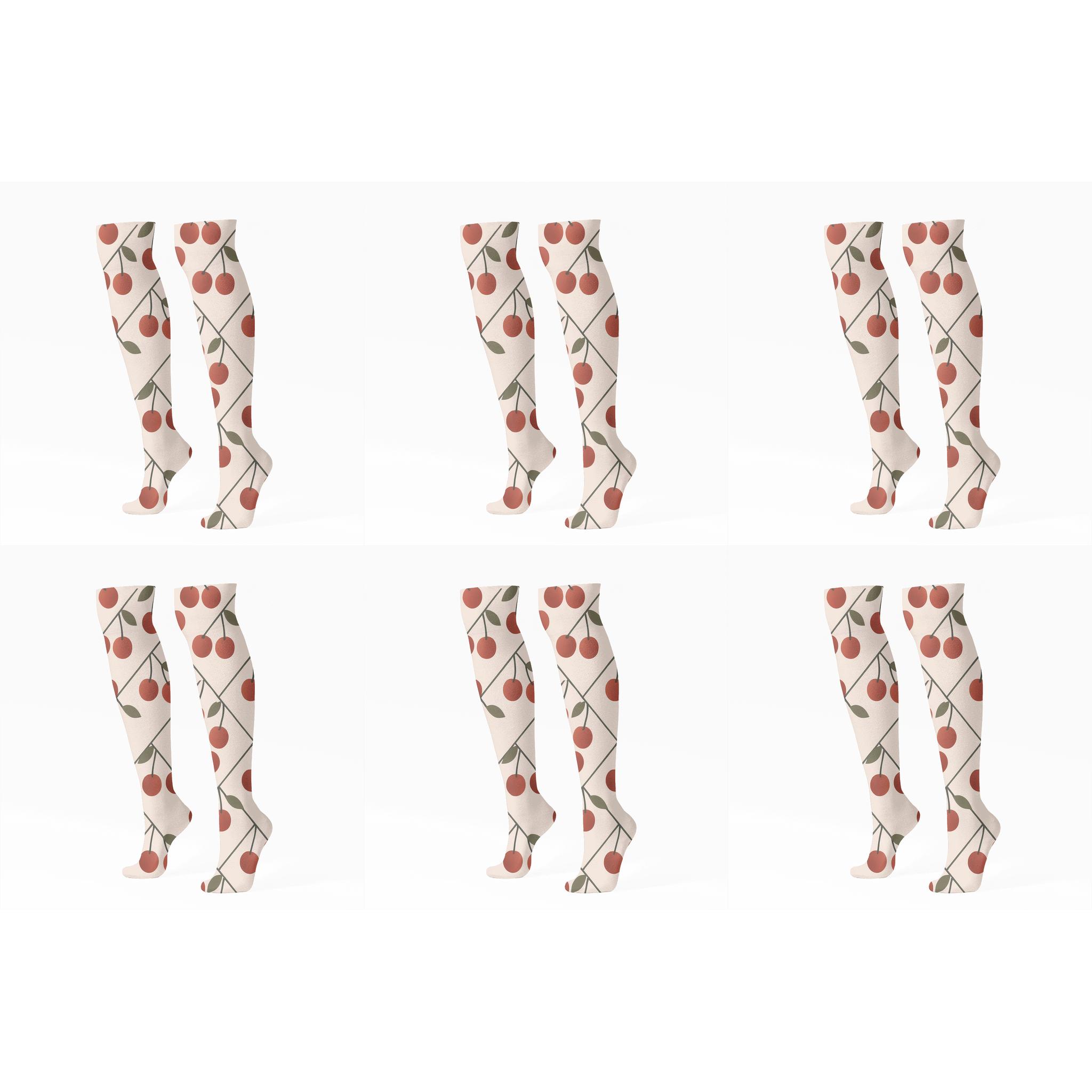Diagonal Cherry Chevron Array custom knee-high socks