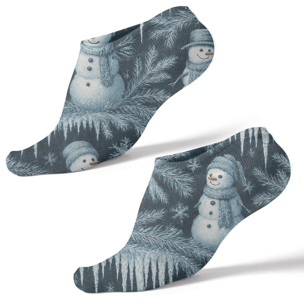 Icy Blue Snowman Wave Christmas personalized ankle socks