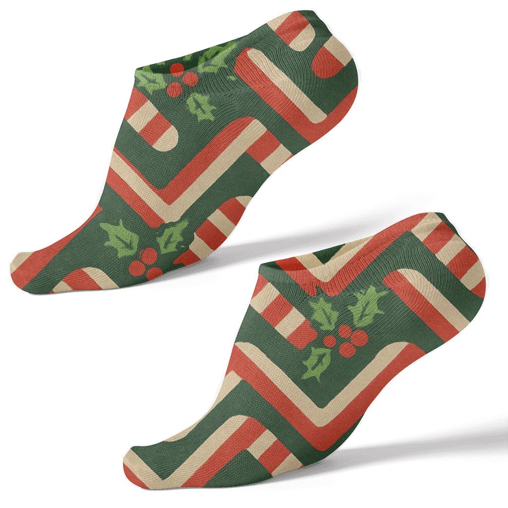 Candy Cane Chevron Xmas comfortable cotton ankle socks