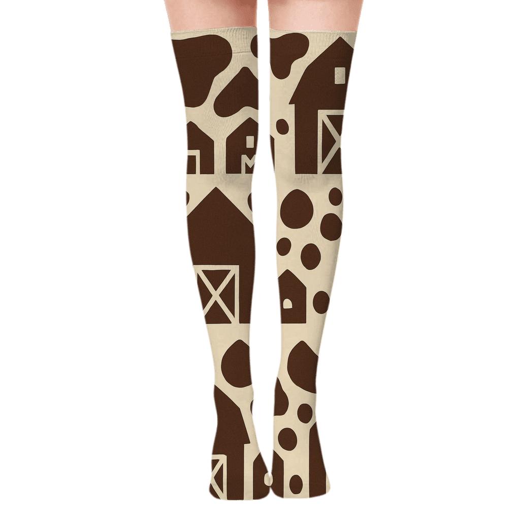 Barn Row Border With Spot Progression soft everyday over-the-knee socks