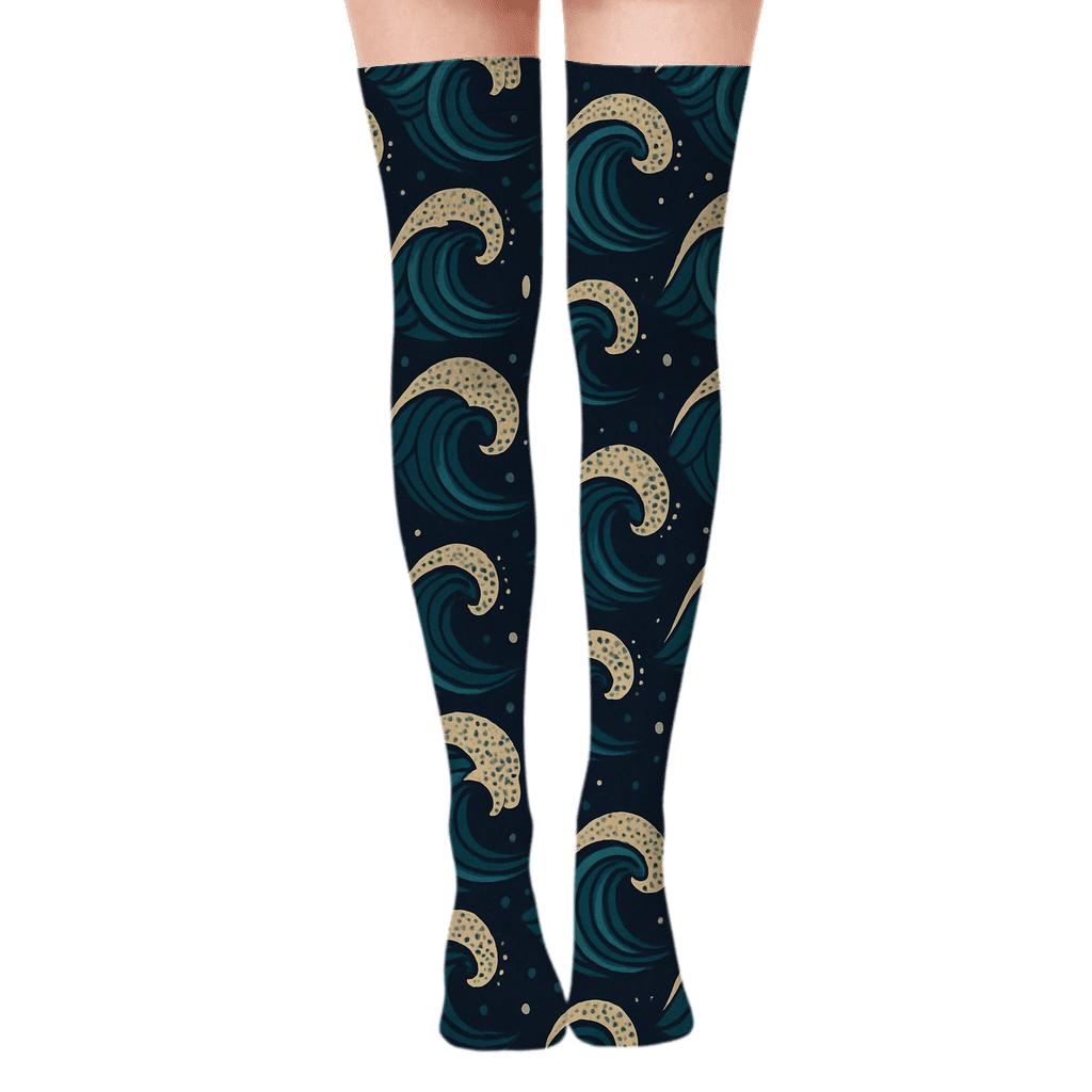 Deep Crest Grid premium cozy over-the-knee socks