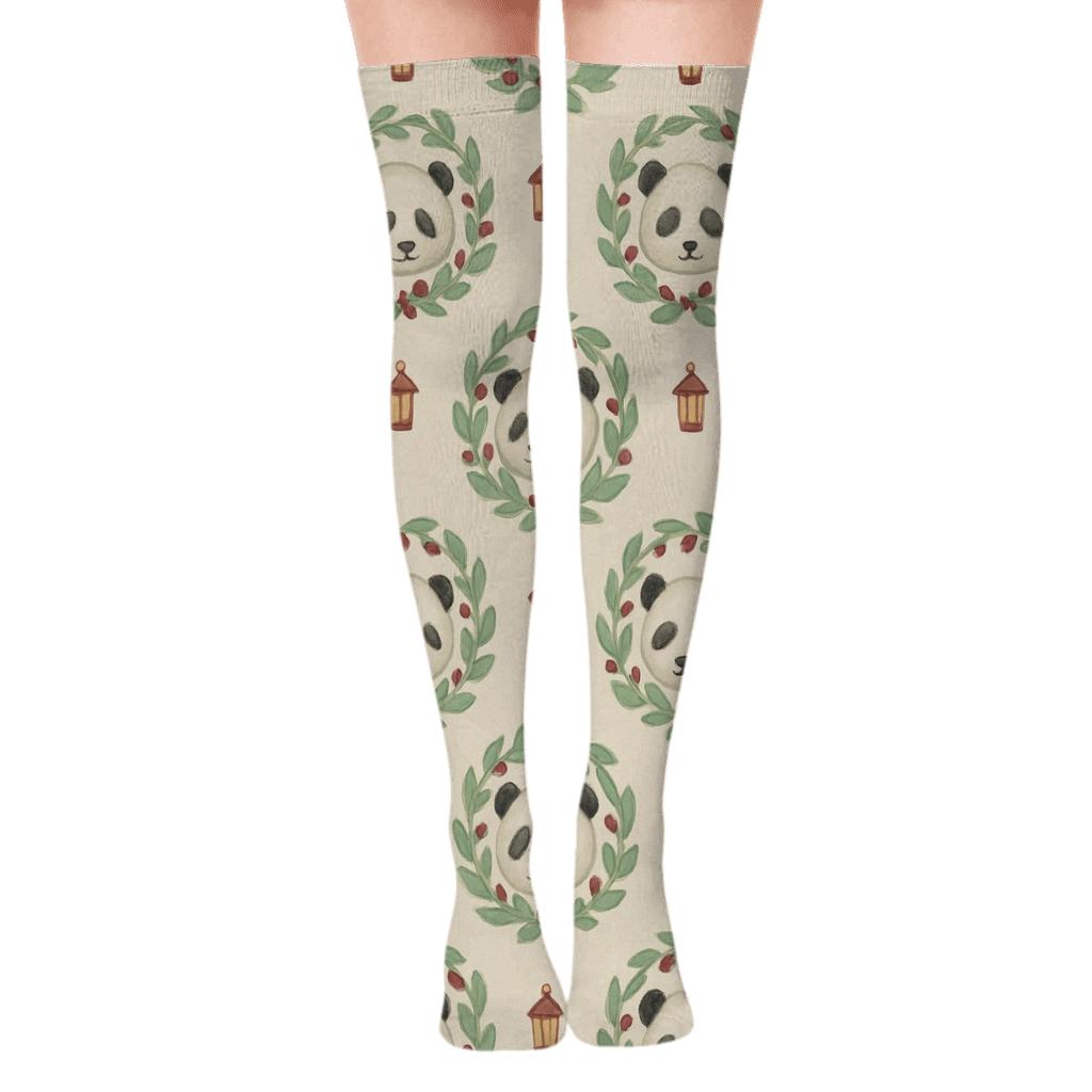 Silent Night Panda Concentric Progression soft everyday over-the-knee socks