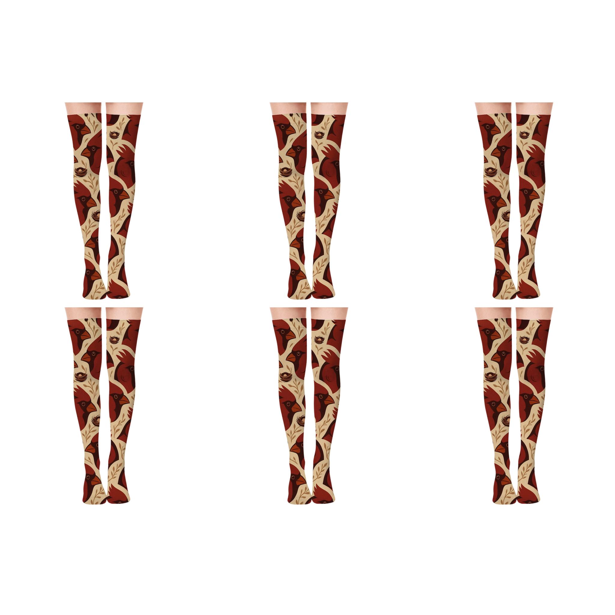Cardinal Crest Tessellation unique graphic over-the-knee socks