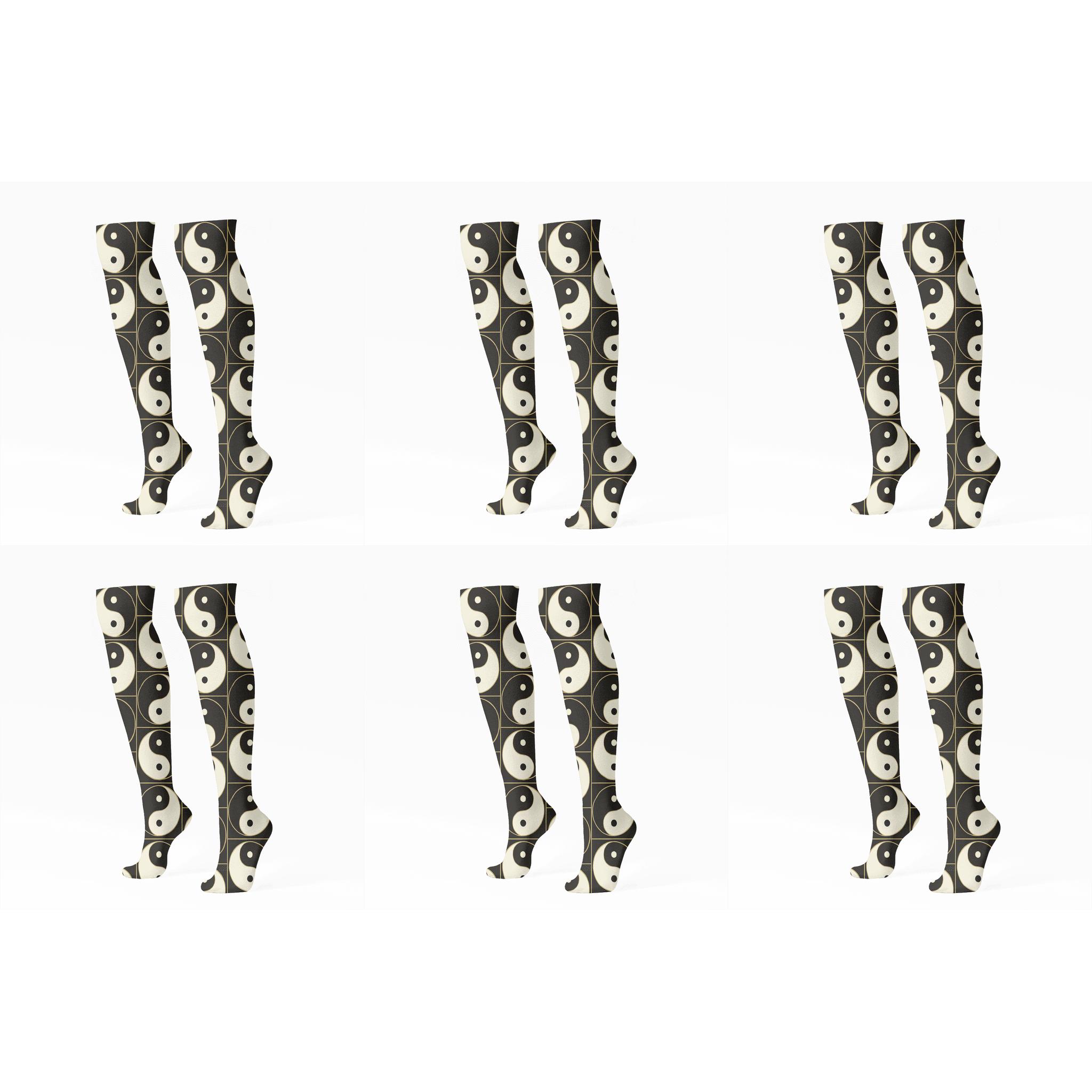 Taijitu Tessellated Grid premium sports knee-high socks