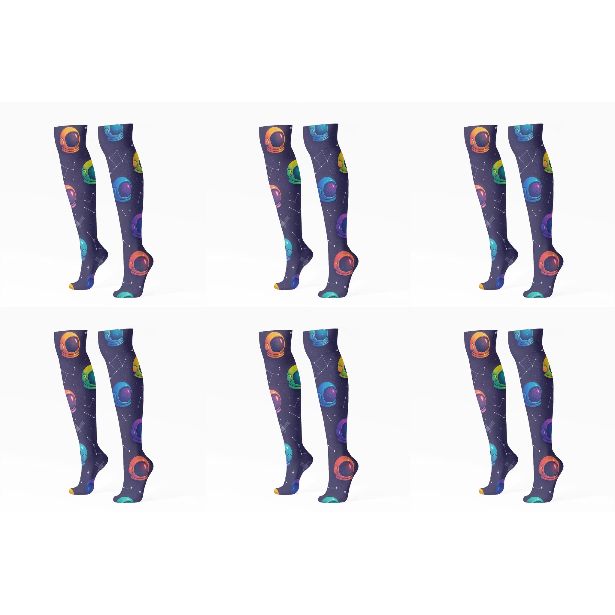 Astronaut Constellation Scatter unique graphic knee-high socks