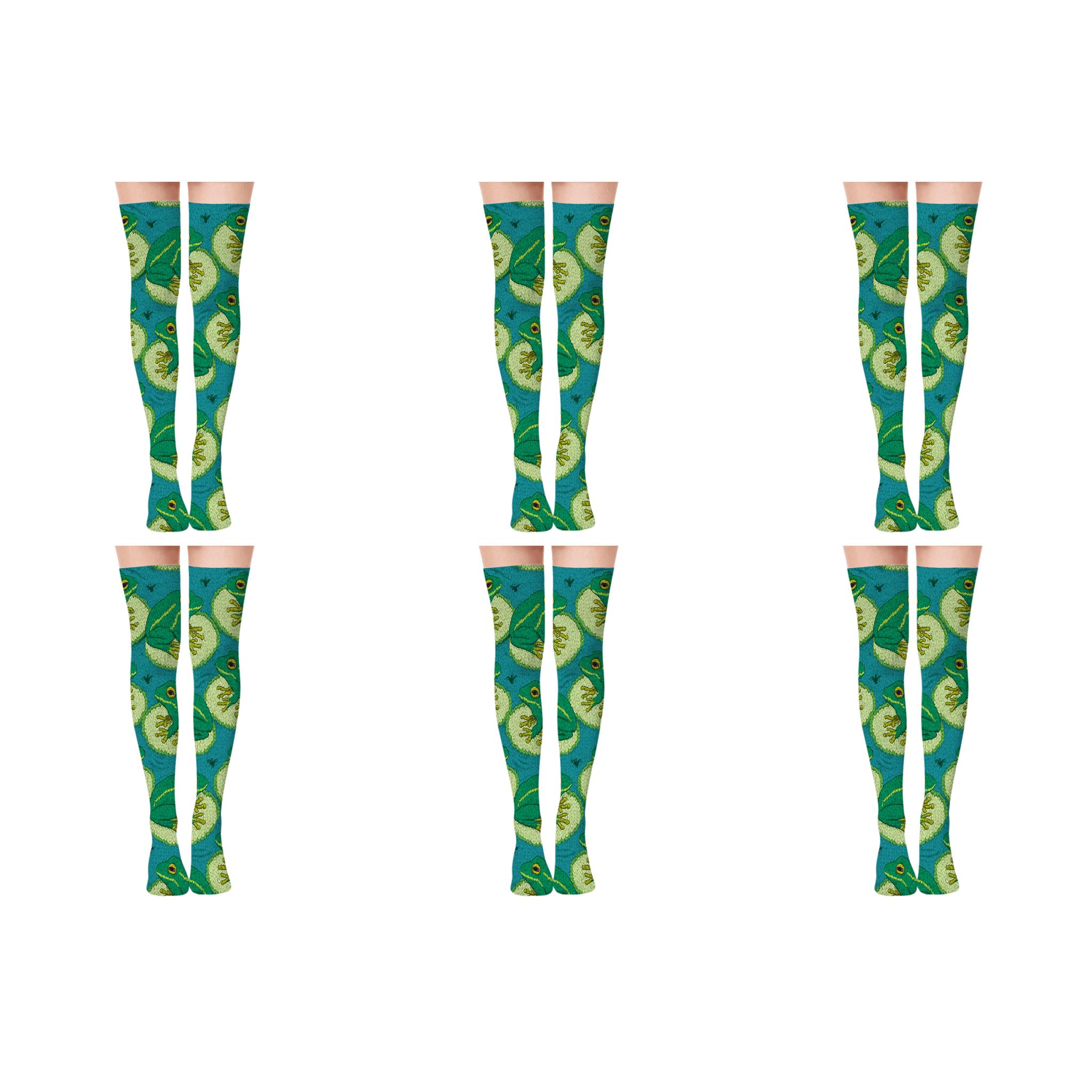 Lily Pad Lattice designer print over-the-knee socks