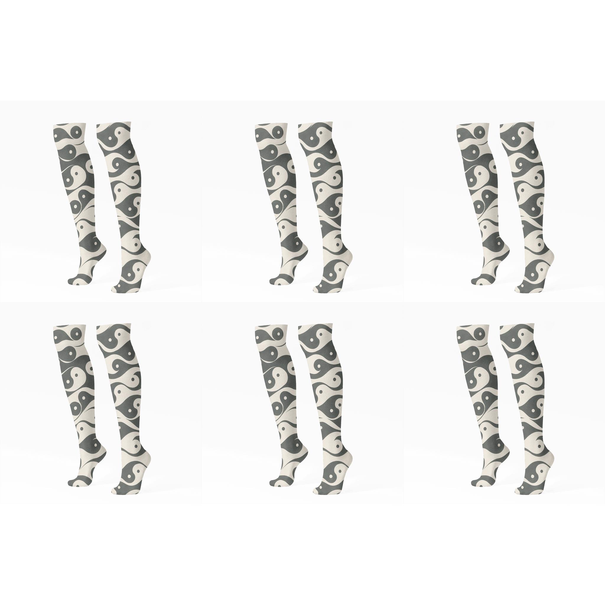 Wave Yin Yang Band personalized knee-high socks