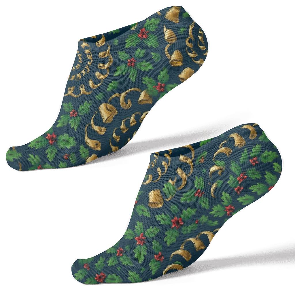 Festive Bell Spiral XmasInspired custom ankle socks
