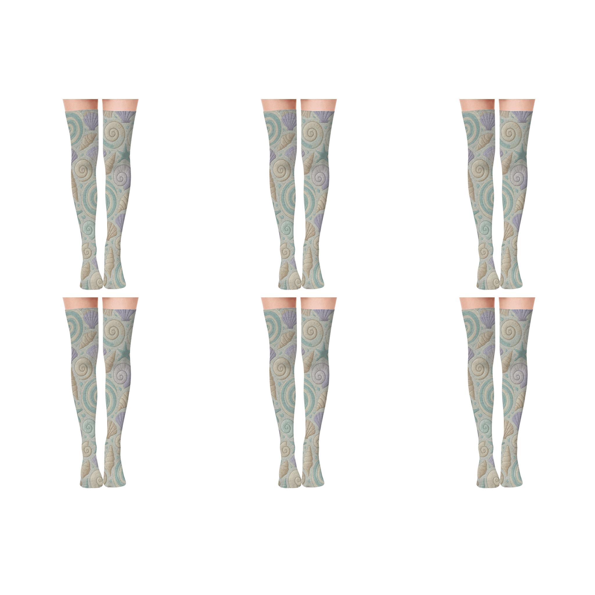 Tidepool Whorl Mosaic premium cozy over-the-knee socks