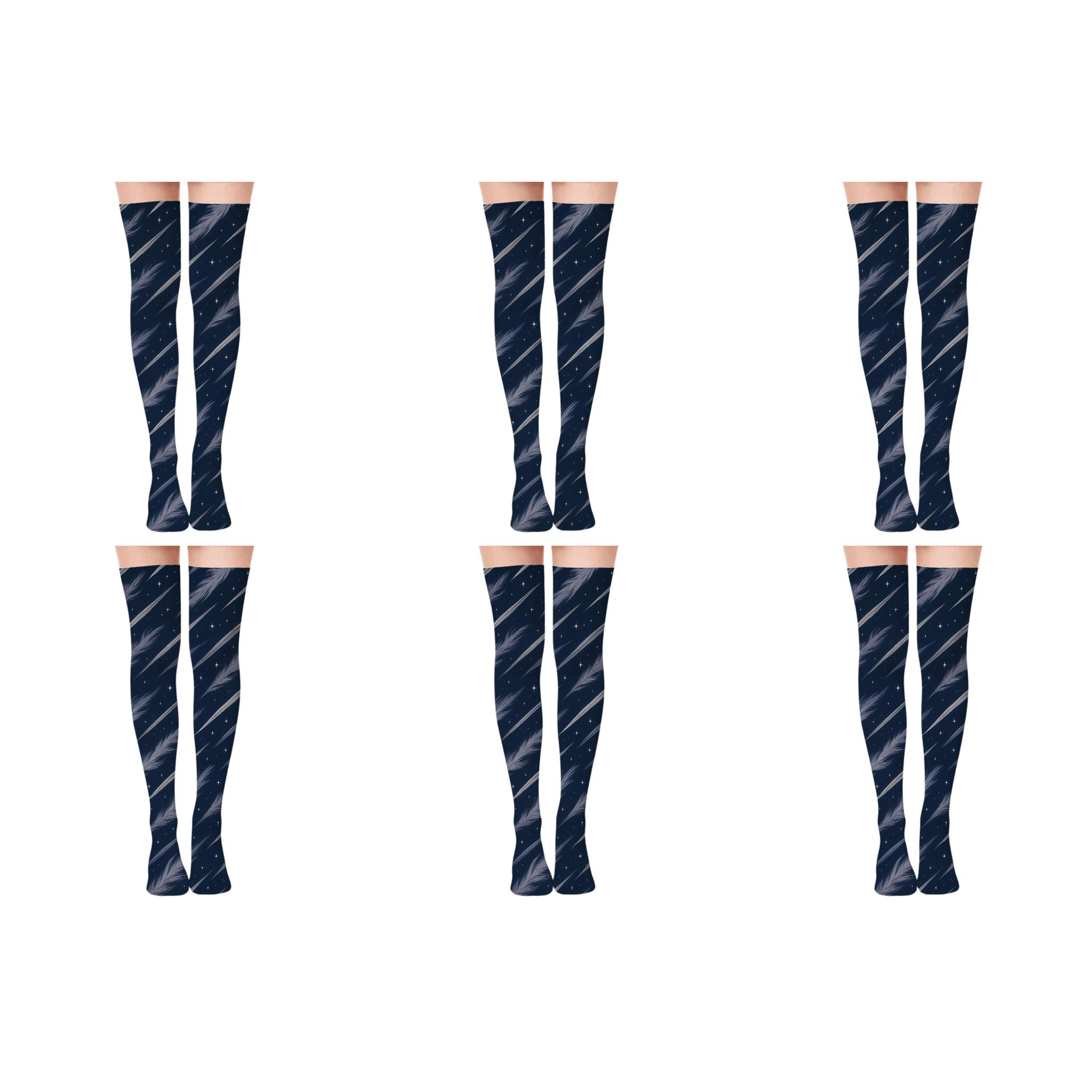 Cirrus Streak Array On Navy stylish fashion over-the-knee socks
