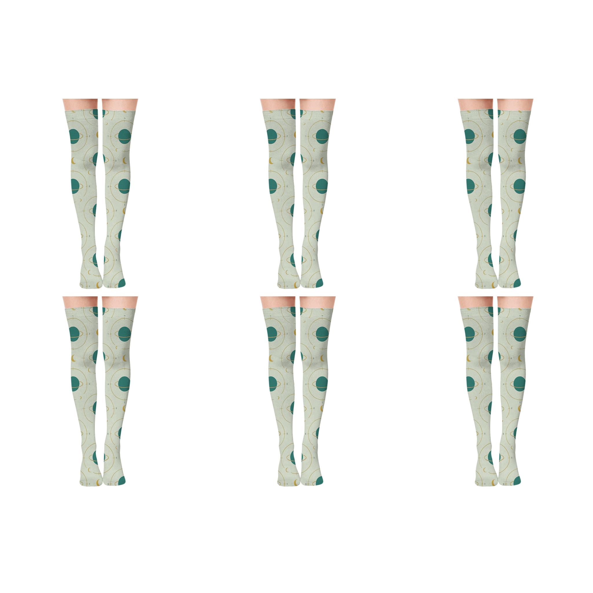 Minimal Planetary Icon Lattice personalized over-the-knee socks