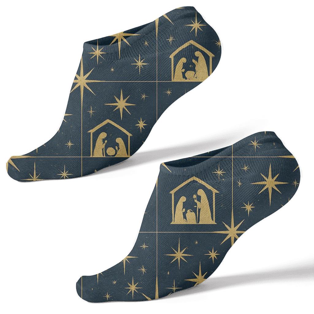 Holiday Star Grid Christmas comfortable cotton ankle socks