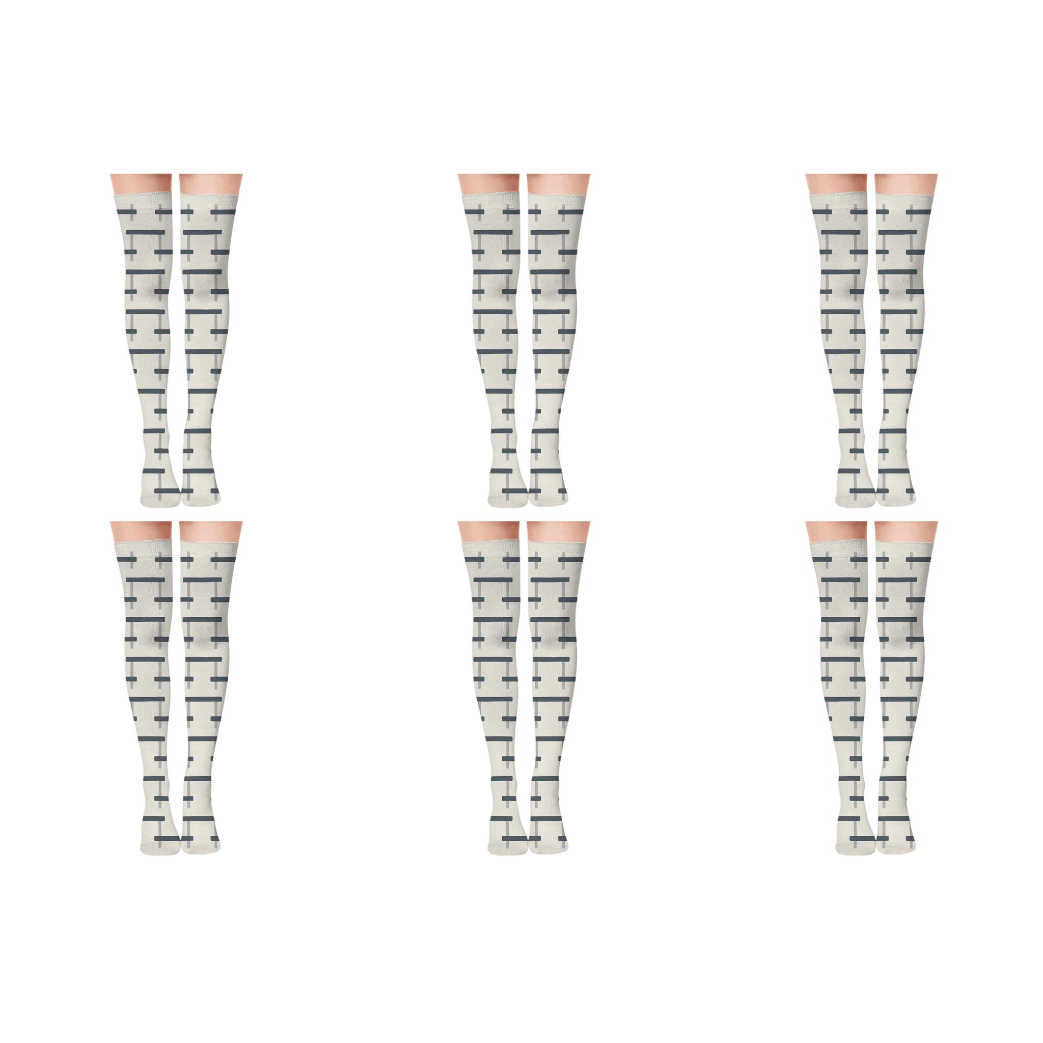 Fine Ladder Offset stylish fashion over-the-knee socks