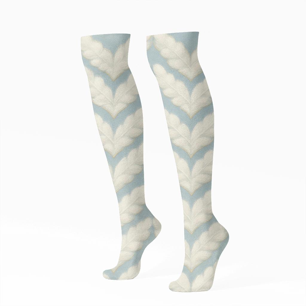 Feather Chevron With Angel Accent soft everyday knee-high socks