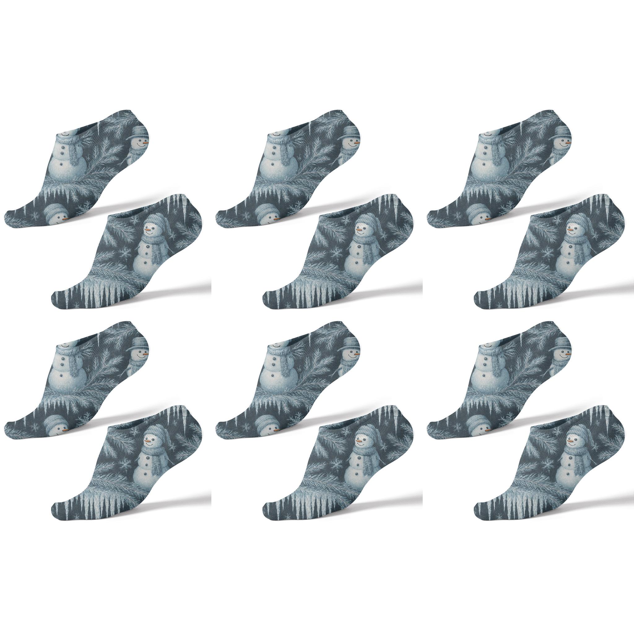 Icy Blue Snowman Wave Christmas stylish athletic ankle socks