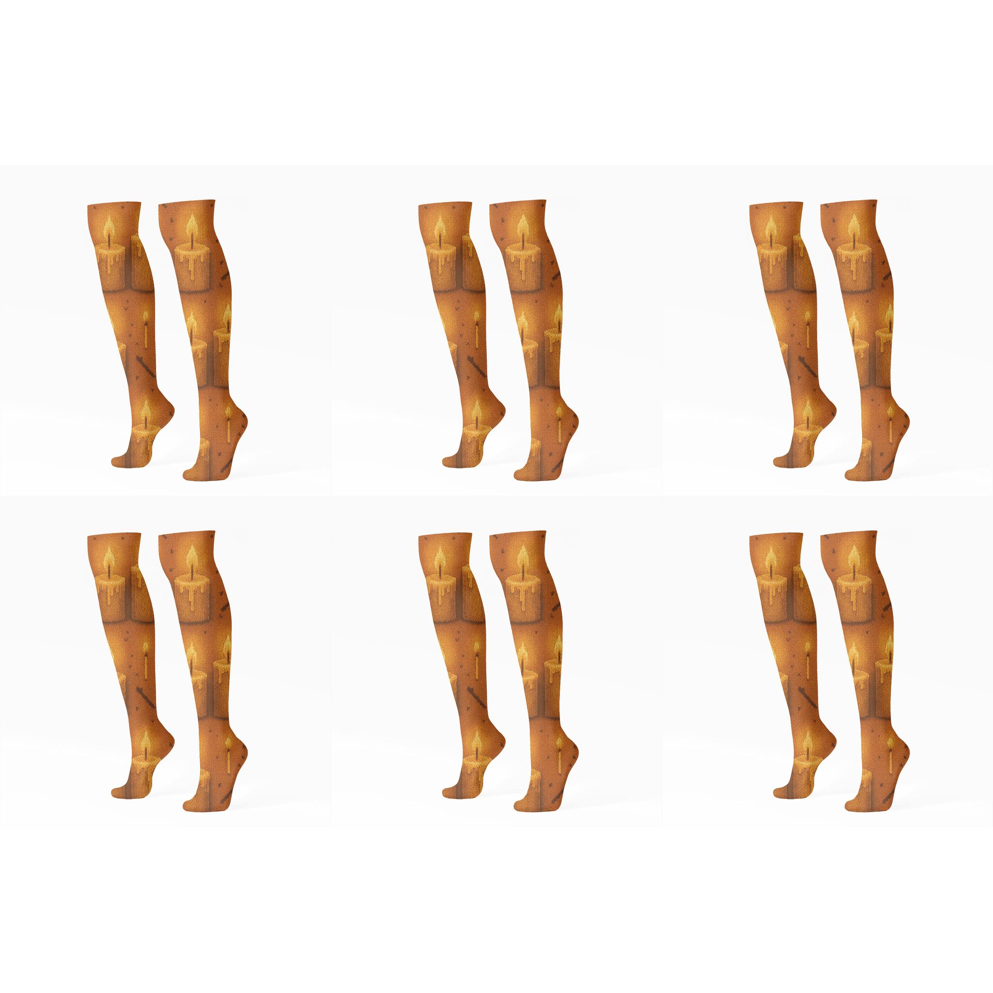 Amber Glow Candle Grid personalized knee-high socks