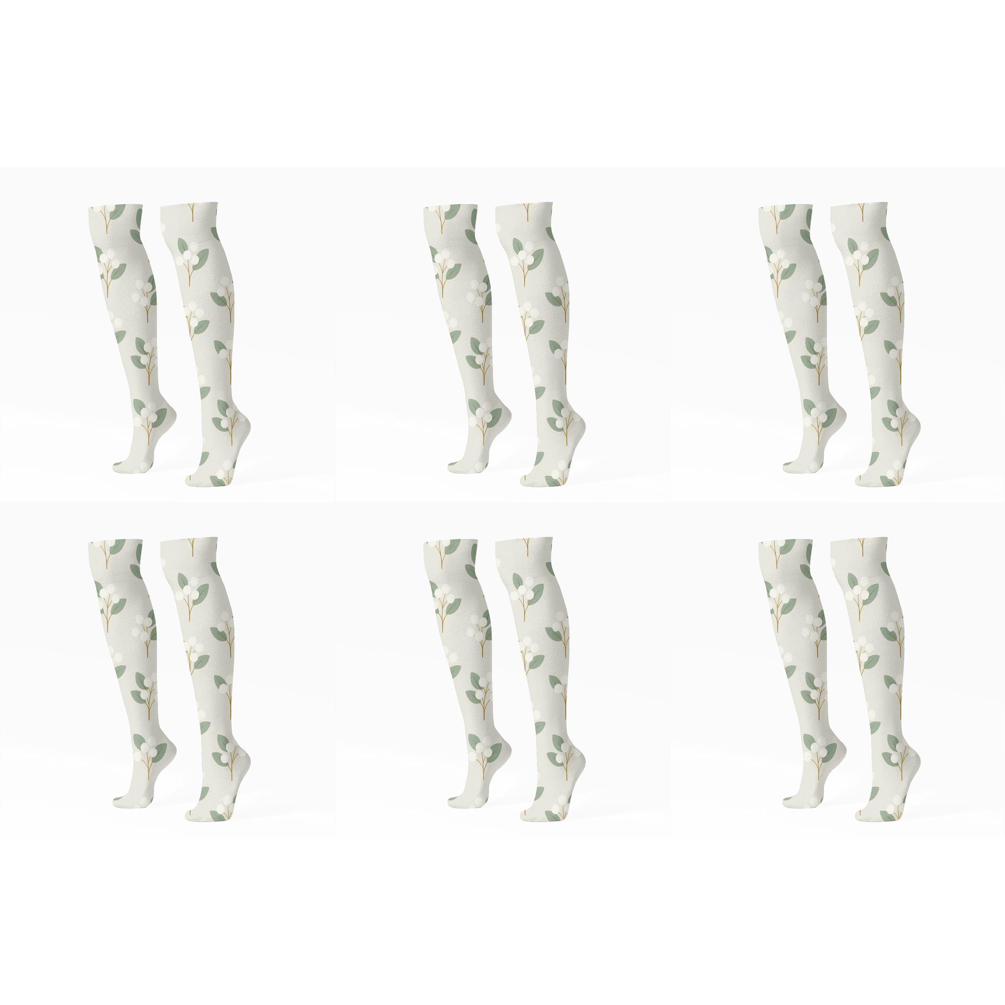 Clustered White Berries Array Mistletoe Edition custom knee-high socks